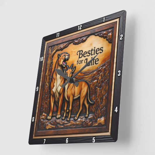 Panther Goat Textured Forest スクエア壁時計 (傾斜)