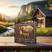 Panther Goat Textured Forest スクエア壁時計