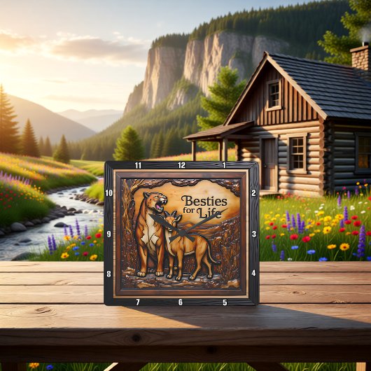 Panther Goat Textured Forest スクエア壁時計