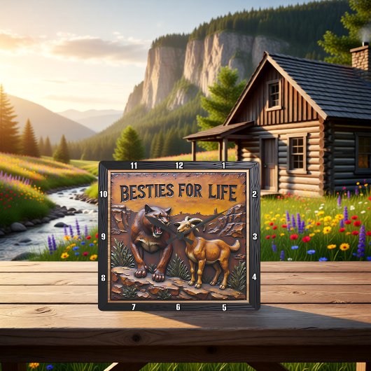 Panther Goat Unlikely Forest スクエア壁時計