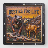 Panther Goat Unlikely Forest スクエア壁時計 (正面)