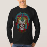 Panther Ocelot Skull Rose Huichol Mexican Aztec ON Tシャツ<br><div class="desc">Panther Ocelot Skull Rose Huichol Mexican Aztec ON BACK</div>