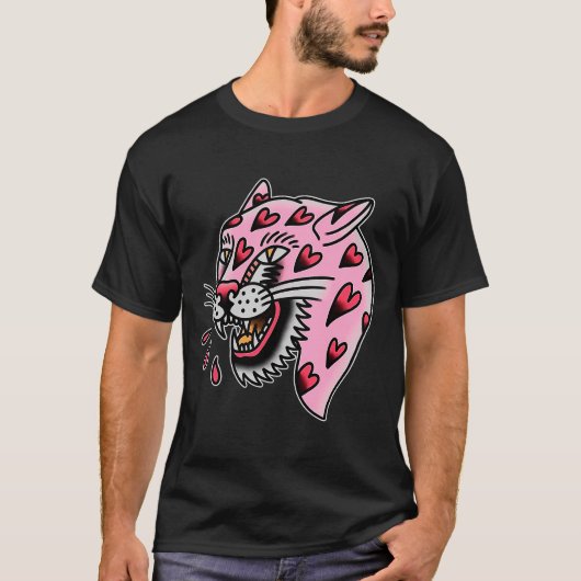 Panther Pink X Heart Love Traditional Flash Premiu Tシャツ (正面)
