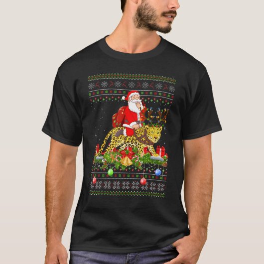 Panther   Ugly Santa Riding Panther Christmas Tシャツ (正面)