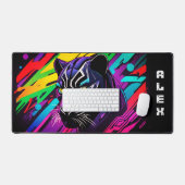 Panthère noire sur fond de graffiti avec prénom デスクマット (キーボード&マウス)