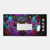 Panthère noire sur fond de graffiti avec prénom デスクマット (キーボード&マウス)