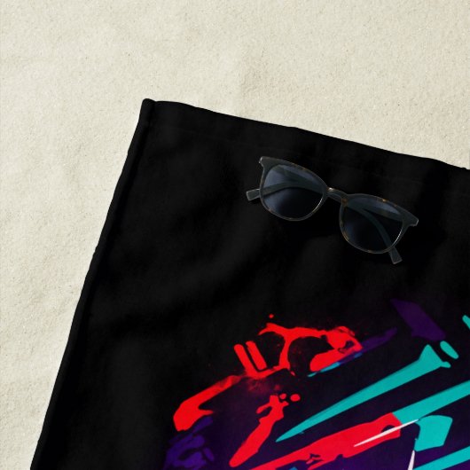 Panthère noire sur fond de graffiti avec prénom ビーチタオル (インサイチュ)