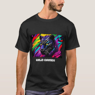 Panthère noire sur fond de graffiti pour gamer tシャツ