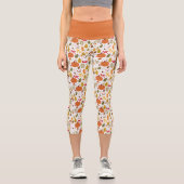 Pants with a Floral and Pumpkin Print カプリレギンス (正面)