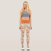 Pants with a Floral and Pumpkin Print カプリレギンス (正面)