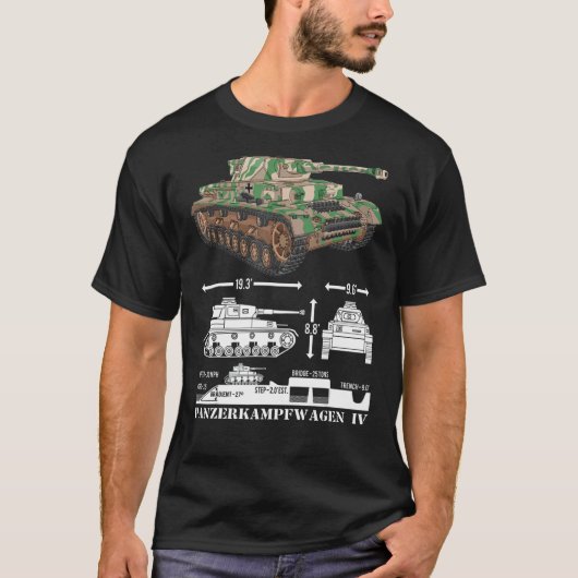 Panzer Iv第2次世界大戦ドイツ戦車インフォグラフィック図 Tシャツ (正面)