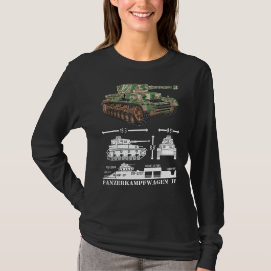 Panzer Iv第2次世界大戦ドイツ戦車インフォグラフィック図 Tシャツ (正面)