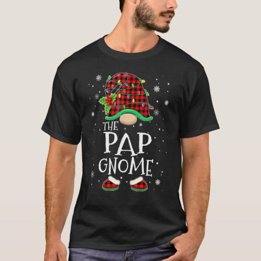 Pap Gnome Red Plaid Matching Family Christmas Paja Tシャツ (正面)