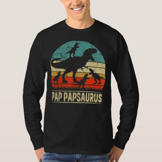 Pap Pap恐竜TレックスPap Papsaurus 4子供家族 Tシャツ (正面)