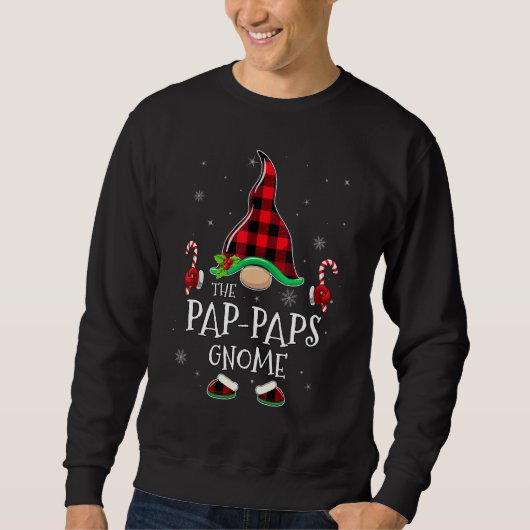Pap Paps Gnome Buffalo Plaid Matching Family Chris スウェットシャツ (正面)