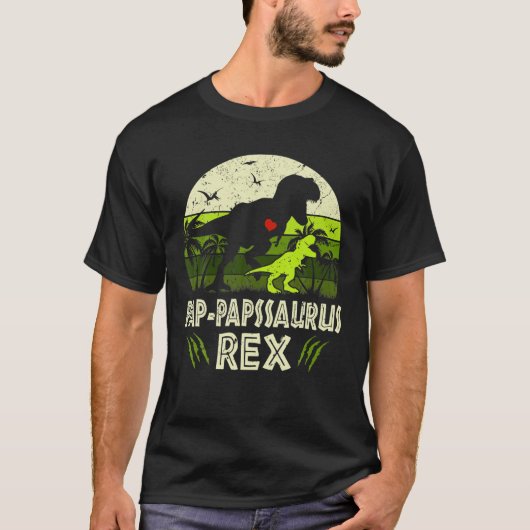 Pap Papssaurus T Rex Dinosaur Pap Paps Saurus Fami Tシャツ (正面)