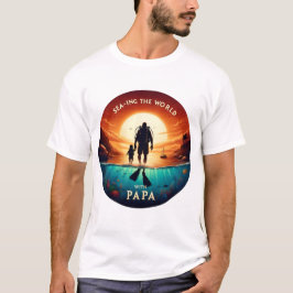 PAPAで世界を海に沈める | スキューバダイビングパパ Tシャツ