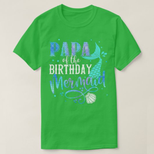 Papaの誕生日人魚の家族マッチングパーティー Tシャツ (デザイン正面)