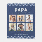 Papaは単に写真最高ののコラージュでパーソナライズされたす フリースブランケット (正面)
