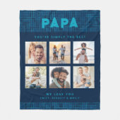 Papaは単に写真最高ののコラージュでパーソナライズされたす フリースブランケット (正面)