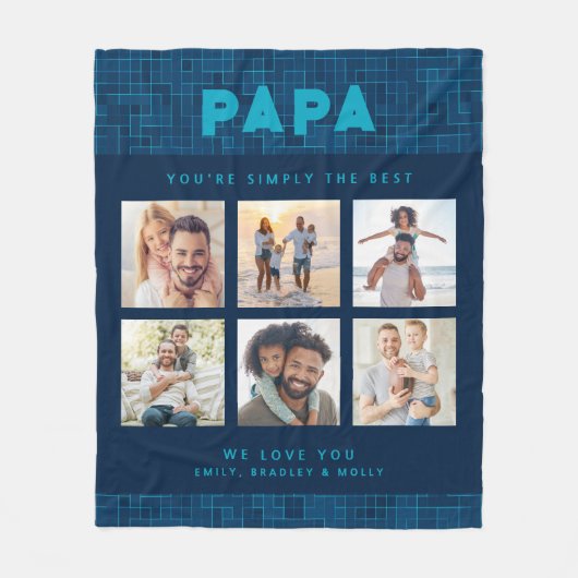 Papaは単に写真最高ののコラージュでパーソナライズされたす フリースブランケット (正面)
