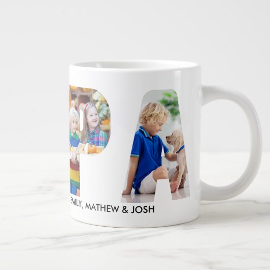 PAPAフォトコラージュレター切り出しパーソナライズされた ジャンボコーヒーマグカップ (右)