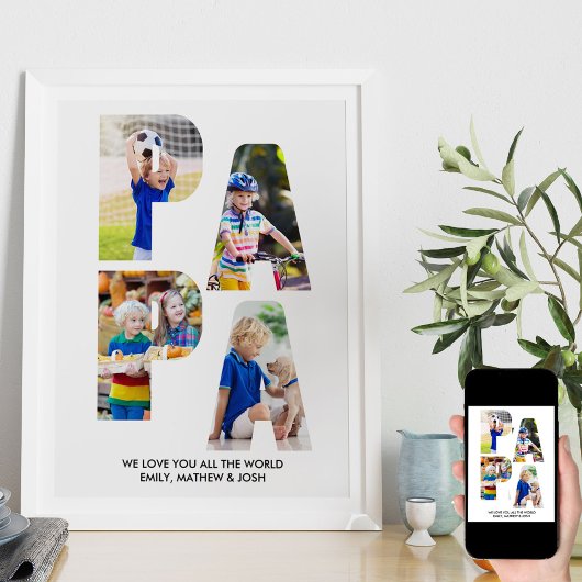 PAPAレター切り出しフォトコラージュ孫の名前 ポスター