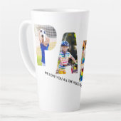 PAPAレター切り出し4フォトコラージュパーソナライズされた カフェラテマグ (左アングル)