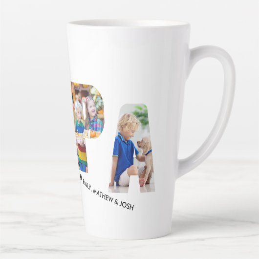 PAPAレター切り出し4フォトコラージュパーソナライズされた カフェラテマグ (右)