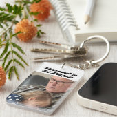 Papa写真とブラック文字 キーホルダー (正面右)