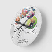 Papa孫のためのギフト写真コラージュおじいちゃん ラウンド壁時計 (傾斜)