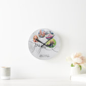 Papa孫のためのギフト写真コラージュおじいちゃん ラウンド壁時計 (ホーム)