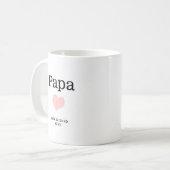 Papa、ピンクのハート、独身の写真カスタム コーヒーマグカップ (正面左)
