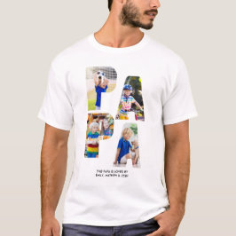 PAPA フォトコラージュ おじいちゃん 名前 カットアウト Tシャツ