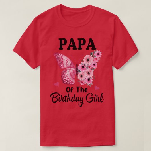 Papa 1番目の最初の誕生日マッチングファミリーバタフライ tシャツ (デザイン正面)