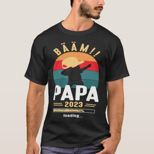 Papa 2023 Loading Dabbing Papa Working Dad Announc Tシャツ (正面)