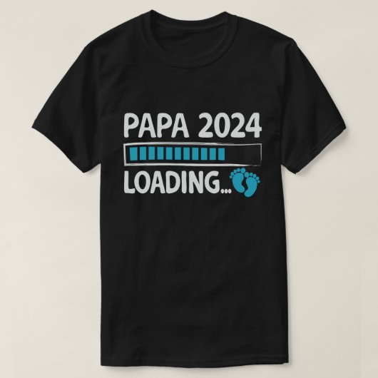 Papa 2024妊娠発表を読み込む新しい父 tシャツ (デザイン正面)
