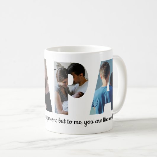 PAPA 4モダンフォトコラージュ父の日 コーヒーマグカップ (正面右)