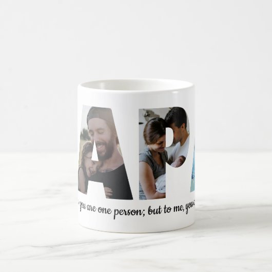 PAPA 4モダンフォトコラージュ父の日 コーヒーマグカップ (中央)