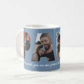 PAPA 4モダン写真ハッピー父の日青 コーヒーマグカップ (正面左)