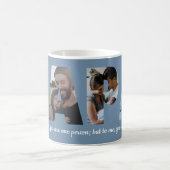 PAPA 4モダン写真ハッピー父の日青 コーヒーマグカップ (中央)