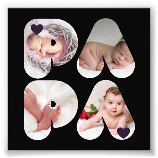 PAPA 4 x Photo Collage Gift For Fatersパパ フォトプリント (正面)