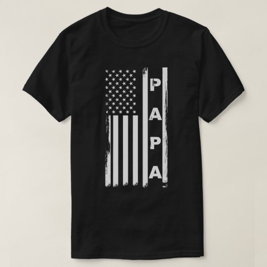 Papa American Flag Fathers Day dad and Grandpa  Tシャツ (デザイン正面)