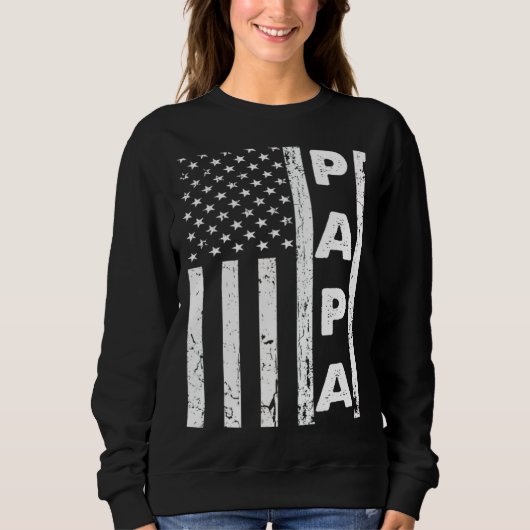 Papa American Flag US Father's Day Dad American 4t スウェットシャツ (正面)