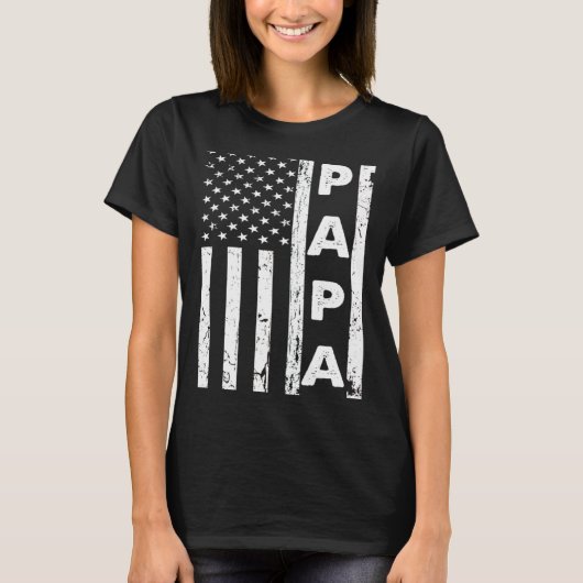 Papa American Flag US Father's Day Dad American 4t Tシャツ (正面)
