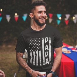 Papa American Flag Us Papa Father's day Tシャツ