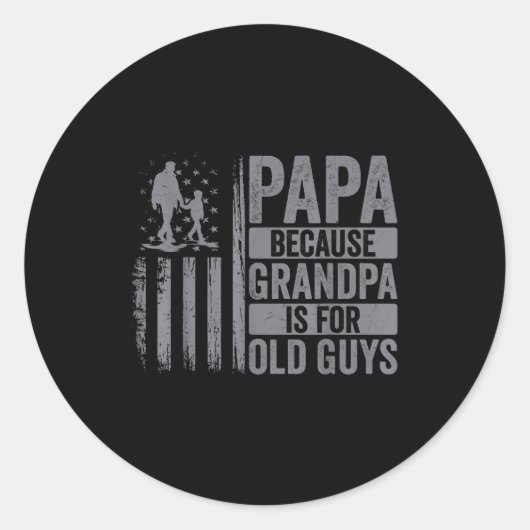 Papa Art For Grandpa Men From Grandkids Granddaugh ラウンドシール (正面)
