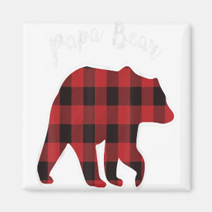 PAPA BEARメンズレッドプレイドクリスマスパジャマファミリーダ マグネット