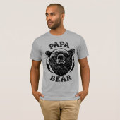 "Papa Bear"ヴィンテージスタイルブラックベアパパTシャツ Tシャツ (正面フル)