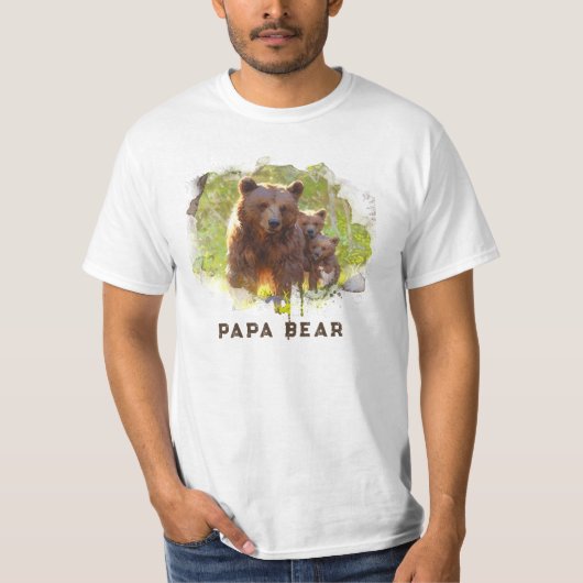 *~* PAPA BEAR 2 Cubs Art Father's Day Gift AP86 Tシャツ (正面)